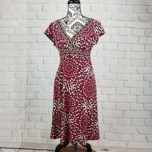 London Times sz 6 stretch knit geo print dress
